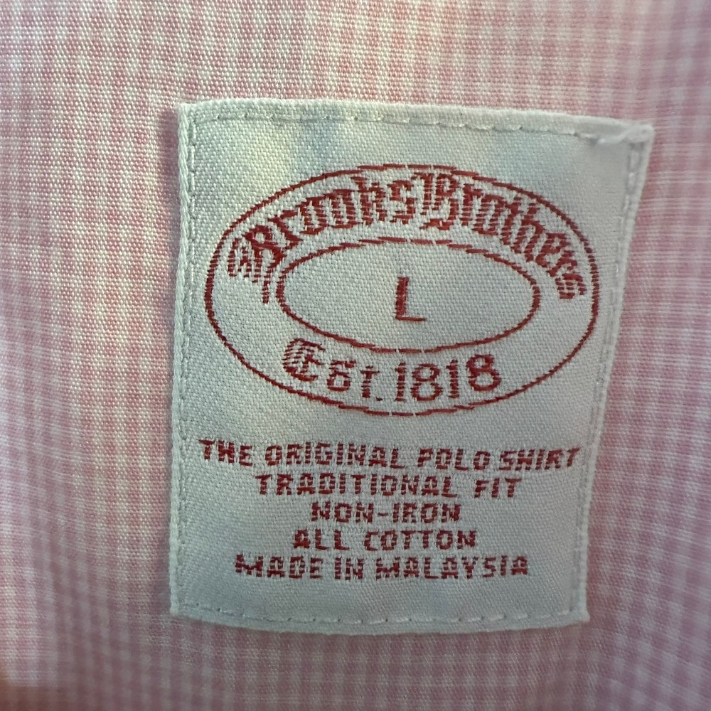 Brooks‎ Brothers Men's Pink Checkered S/S Non Iron Traditional Fit Button Down L - Picture 2 of 3